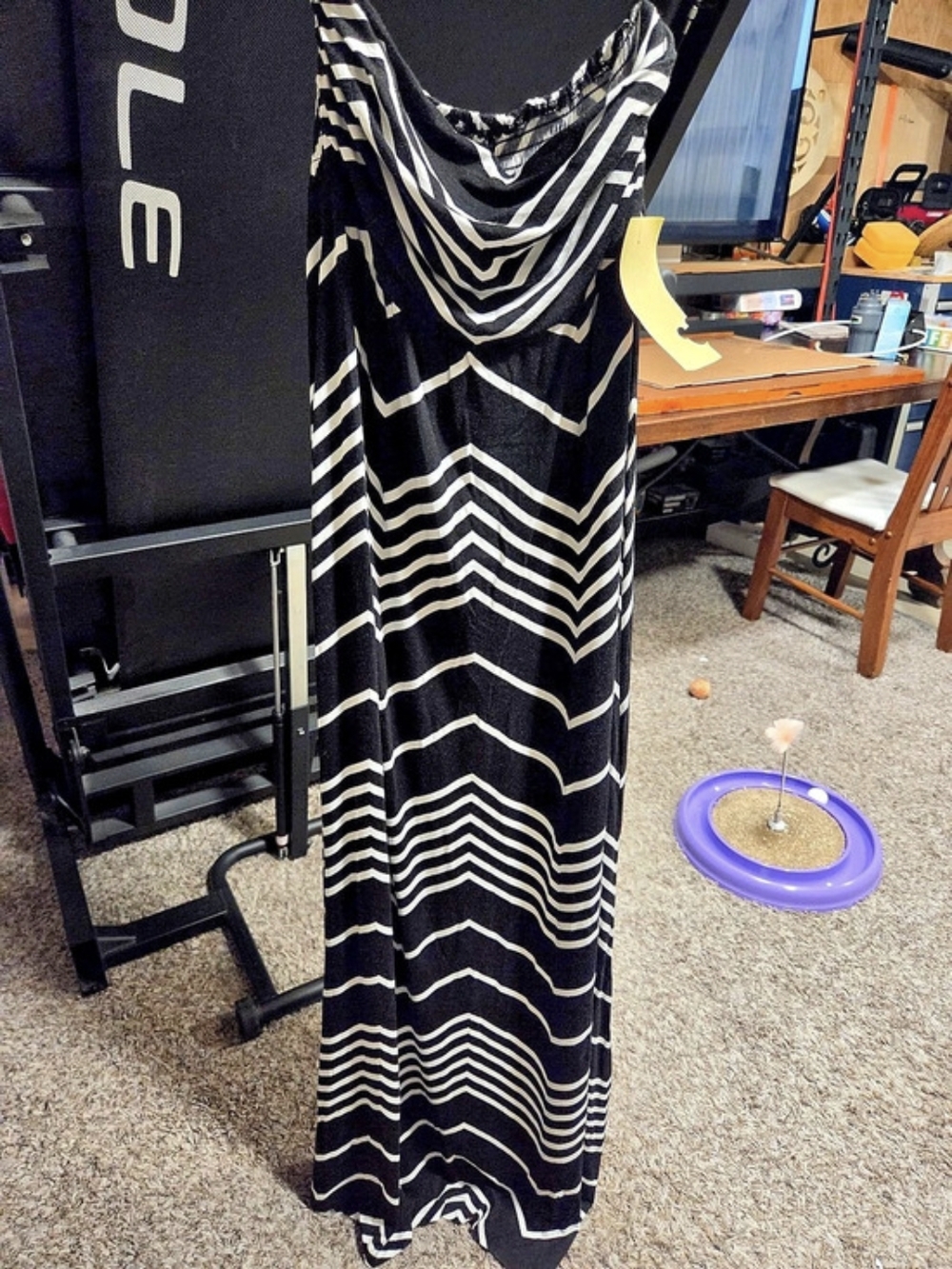 Design History Chevron Maxi Dress Black & White Size Small NWT